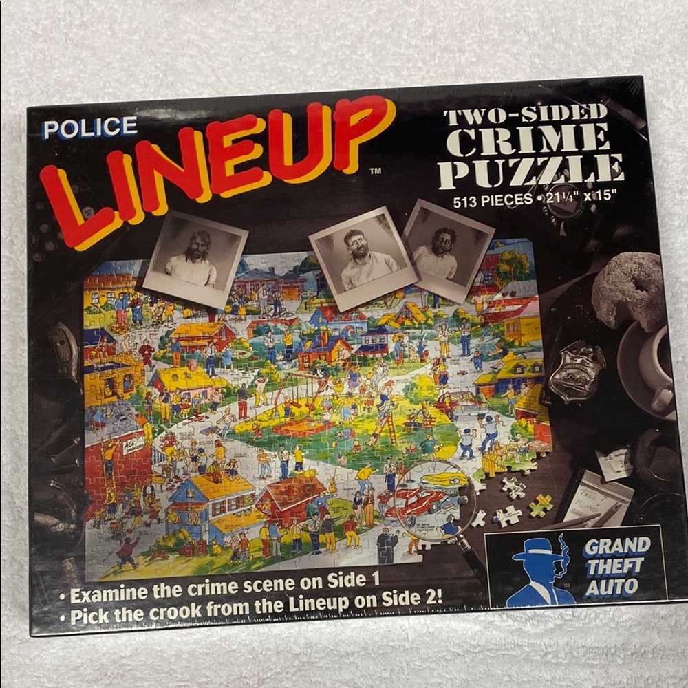 New sealed Police Lineup Two-Sided Crime Puzzle 513 pcs grand theft auto